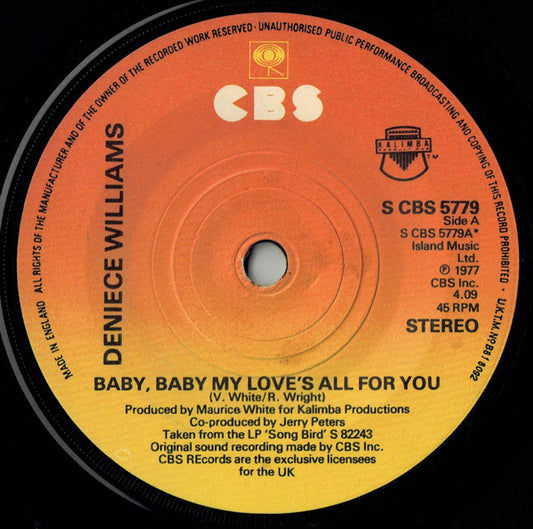 Deniece Williams - Baby, Baby My Love's All For You (7", Single, Sol)