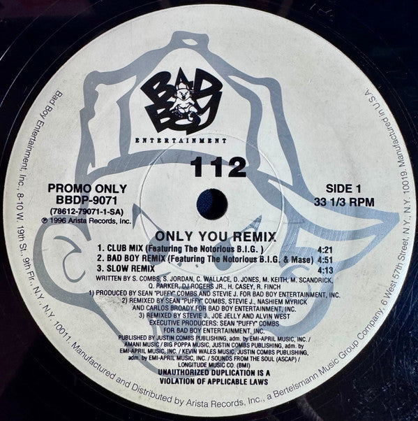 112 - Only You (Remix) (12", Promo)