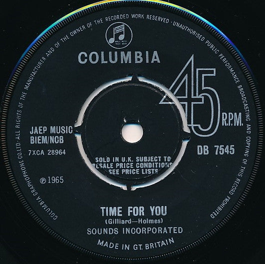 Sounds Incorporated - Time For You (7", Single)