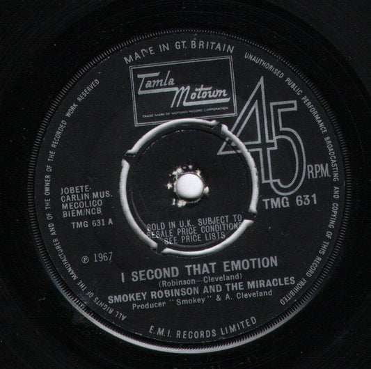 Smokey Robinson & The Miracles* - I Second That Emotion  (7", Single, Kno)