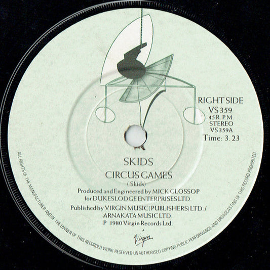 Skids - Circus Games (7", Single, Com)