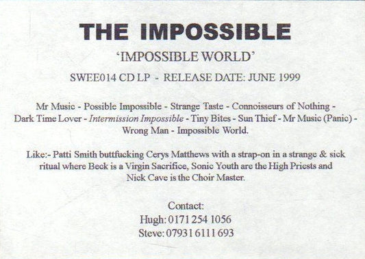 The Impossible (3) - Impossible World (CD, Album, Promo)