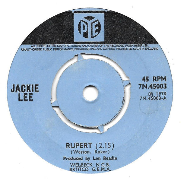 Jackie Lee (2) - Rupert (7", Single, Kno)