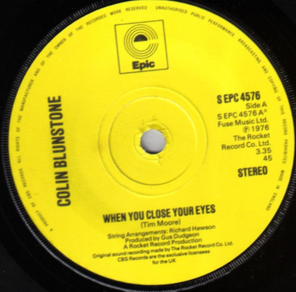 Colin Blunstone - When You Close Your Eyes (7", Single)