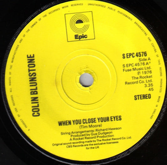 Colin Blunstone - When You Close Your Eyes (7", Single)