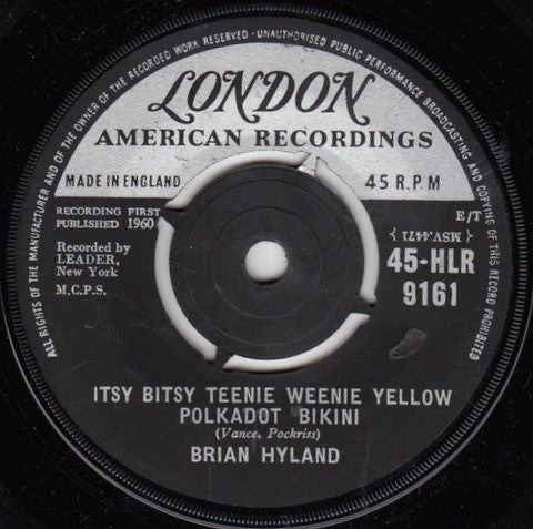 Brian Hyland - Itsy Bitsy Teenie Weenie Yellow Polkadot Bikini / Don't Dilly Dally, Sally (7", Single)