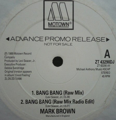 Mark Brown* - Bang Bang (12", Promo)