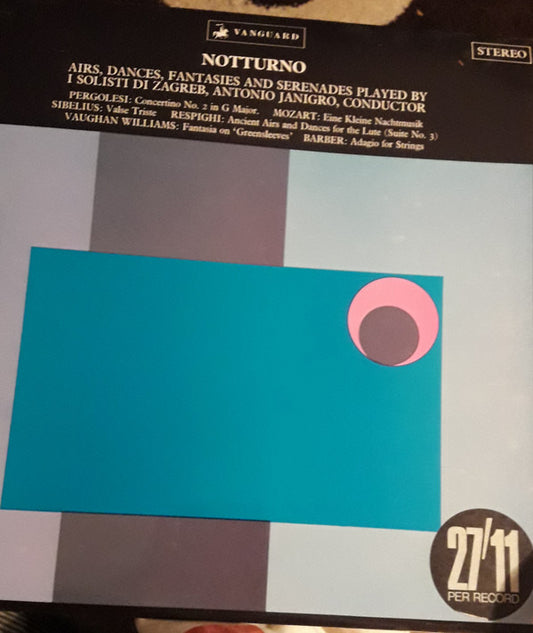 Pergolesi*, Respighi*, Mozart*, Vaughan Williams*, Barber*, Sibelius* - I Solisti Di Zagreb*, Antonio Janigro - Notturno (LP)