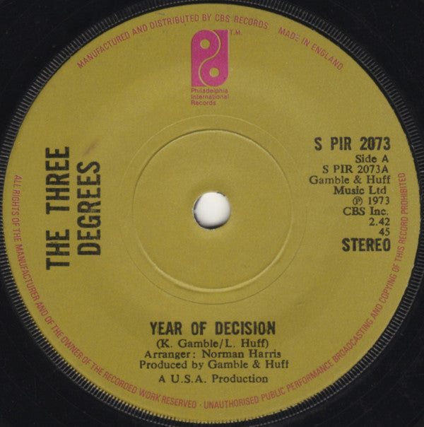 The Three Degrees - Year Of Decision (7", Single)