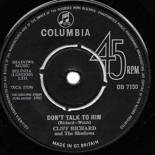 Cliff Richard And The Shadows* - Don't Talk To Him (7", Single)