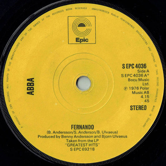 ABBA - Fernando (7", Single, Yel)