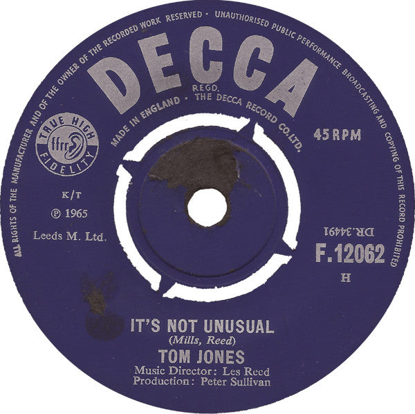 Tom Jones - It's Not Unusual (7", Single)