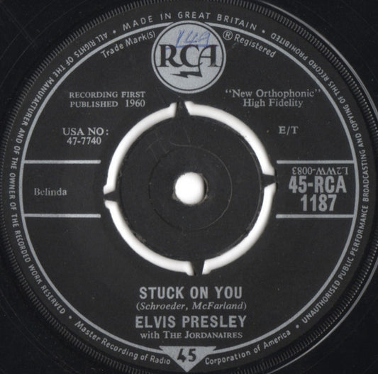 Elvis Presley With The Jordanaires - Stuck On You  (7", Single)