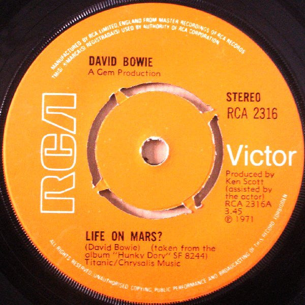 David Bowie - Life On Mars? (7", Single, Pus)