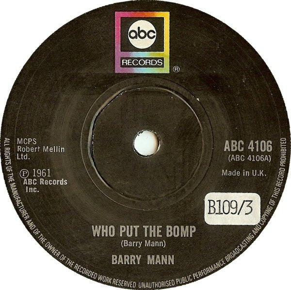 Barry Mann - Who Put The Bomp (7", Single, RE)