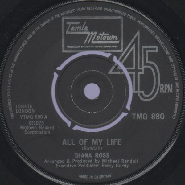 Diana Ross - All Of My Life (7", Single, Pus)