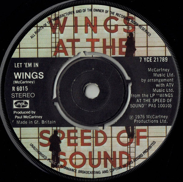 Wings (2) - Let 'Em In (7", Single)