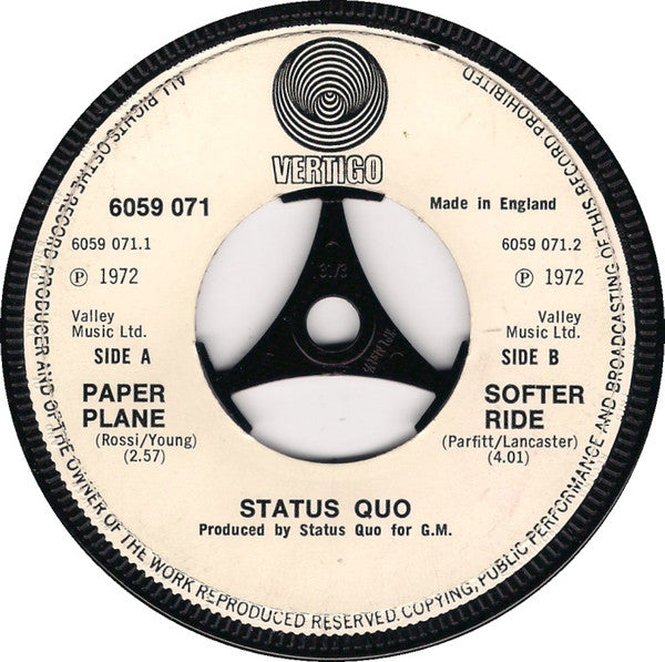 Status Quo - Paper Plane (7", Single)