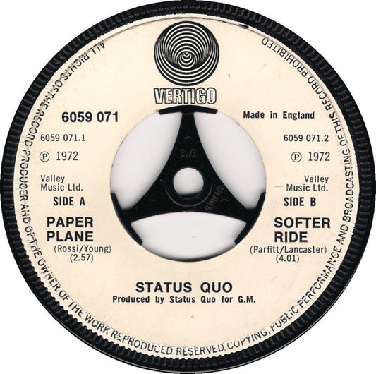 Status Quo - Paper Plane (7", Single)