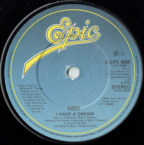 ABBA - I Have  A Dream (7", Single)