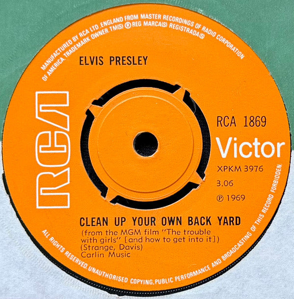 Elvis Presley - Clean Up Your Own Back Yard (7", Single)