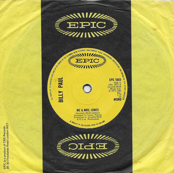 Billy Paul - Me & Mrs Jones (7", Single, Mono, Sol)