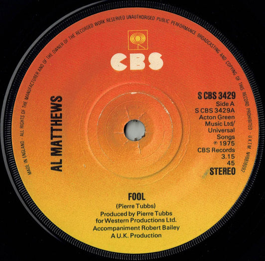 Al Matthews - Fool (7", Single, Sol)