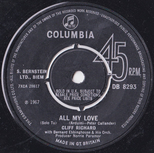 Cliff Richard - All My Love (7", Single, Kno)