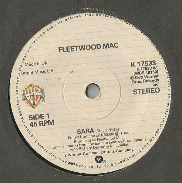 Fleetwood Mac - Sara (7", Single, Sol)