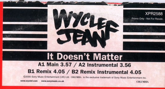 Wyclef Jean - It Doesn't Matter (12", Promo)