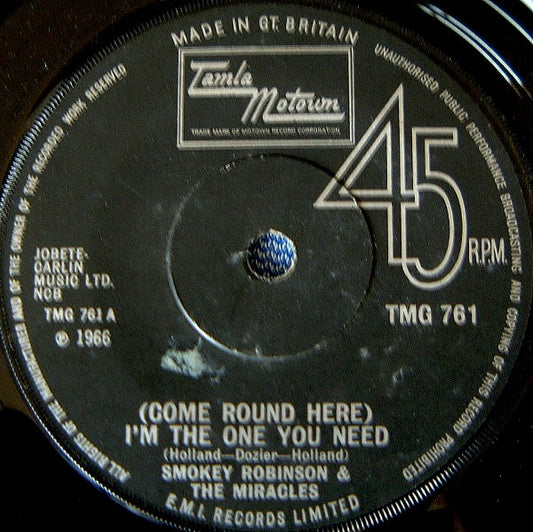 Smokey Robinson & The Miracles* - (Come Round Here) I'm The One You Need  (7", Single, Mono, Sol)