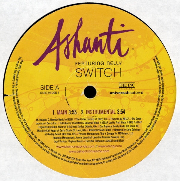 Ashanti Featuring Nelly - Switch (12", Promo)