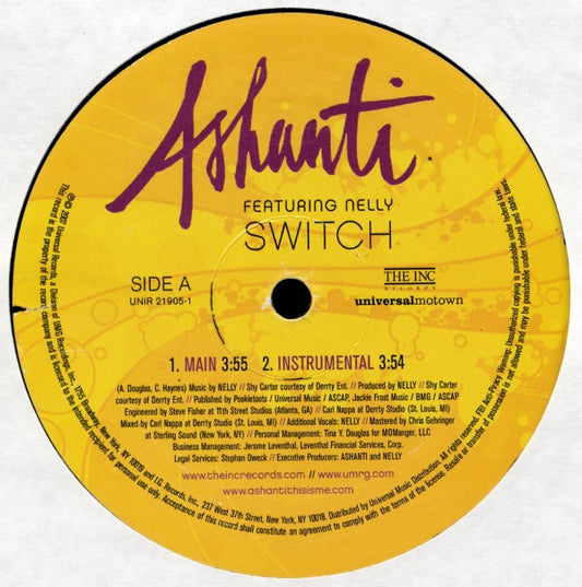 Ashanti Featuring Nelly - Switch (12", Promo)