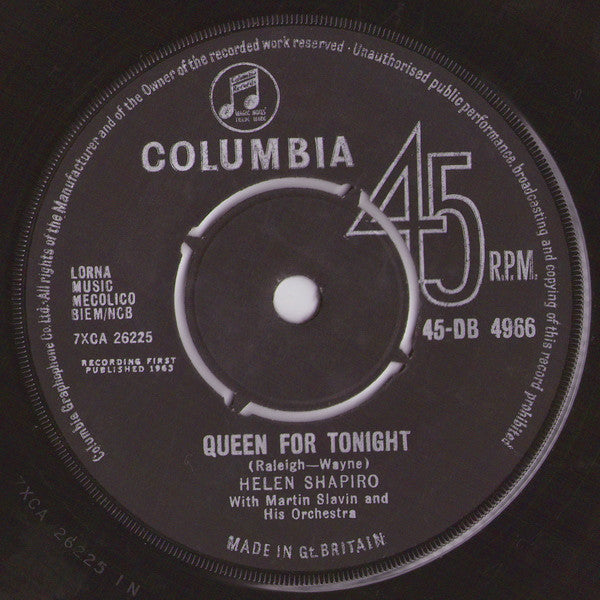 Helen Shapiro - Queen For Tonight (7", Single)