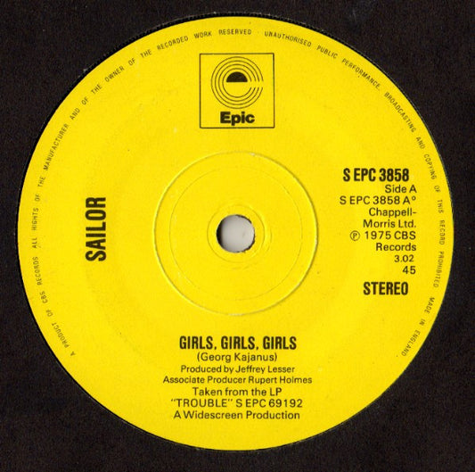 Sailor - Girls, Girls, Girls (7", Single, Sol)