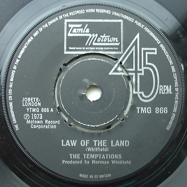 The Temptations - Law Of The Land  (7", Single)