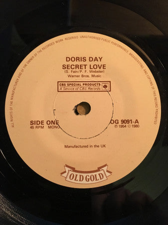 Doris Day - Secret Love / Whatever Will Be Will Be (Que Sera, Sera) (7", Single, Mono)