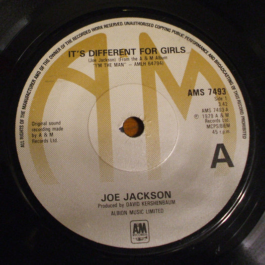Joe Jackson - It's Different For Girls (7", Single)