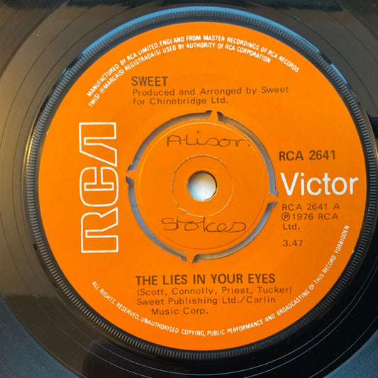 Sweet* - The Lies In Your Eyes (7", Single)