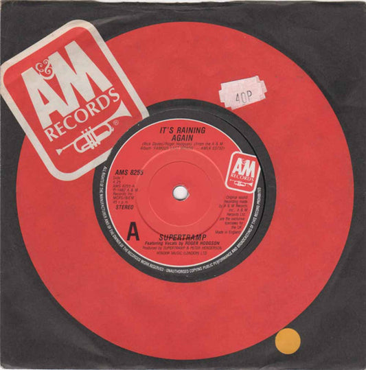 Supertramp - It's Raining Again (7", Single, Sol)
