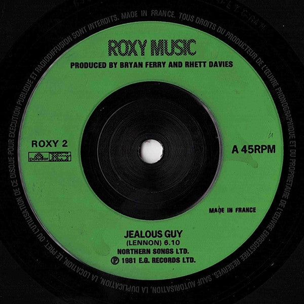 Roxy Music - Jealous Guy (7", Single, Sol)