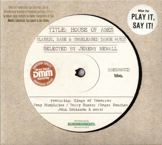 Jeremy Newall - House Of Ages (Classic, Rare & Unreleased Dance Music) (CD, Comp)