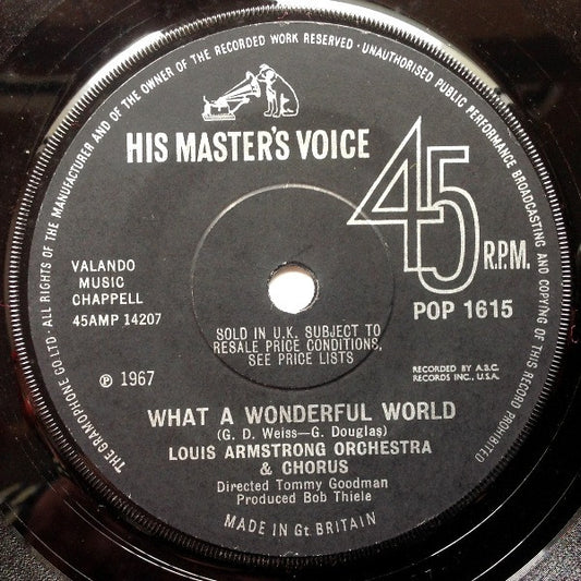 Louis Armstrong Orchestra & Chorus / Louis Armstrong & His All Stars* - What A Wonderful World / Cabaret (7", Single, Sol)