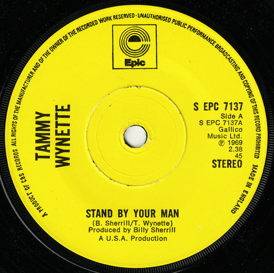 Tammy Wynette - Stand By Your Man (7", Single, RE, Sol)