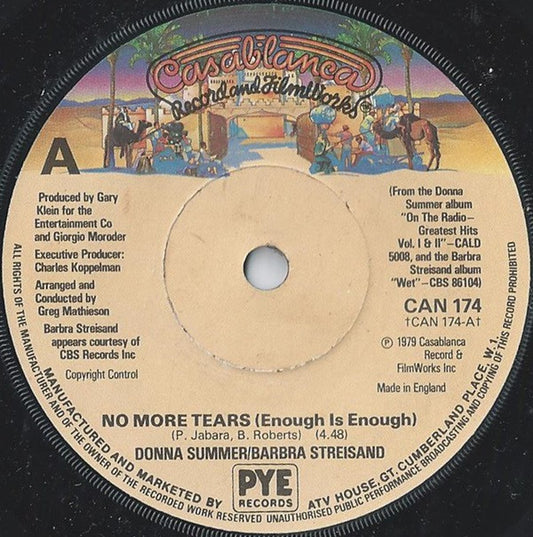 Donna Summer / Barbra Streisand - No More Tears (Enough Is Enough) / My Baby Understands (7", Single, Sol)