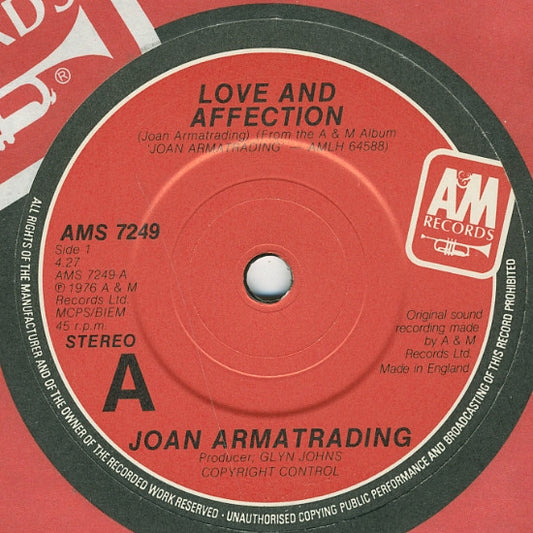 Joan Armatrading - Love And Affection (7", Single, RP, Red)