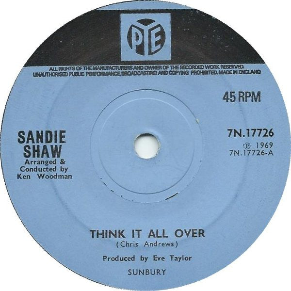 Sandie Shaw - Think It All Over (7", Single, Sol)