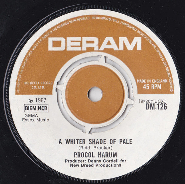 Procol Harum - A Whiter Shade Of Pale (7", Single)