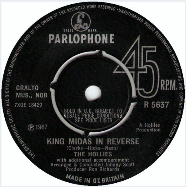 The Hollies - King Midas In Reverse (7", Single, 4 P)