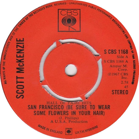 Scott McKenzie - San Francisco (Be Sure To Wear Some Flowers In Your Hair) (7", RE)